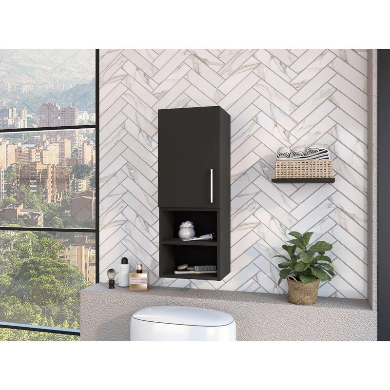 Set de 2 Gabinetes de Baño Oporto, Wengue, con Espacio para Guardar Objetos de Aseo Personal