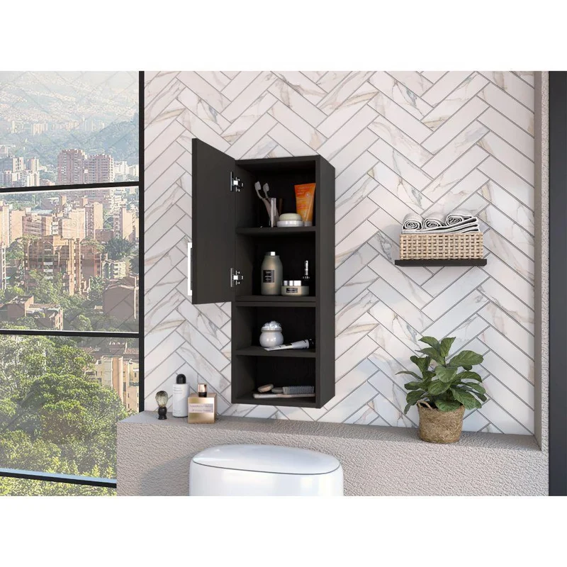 Set de 2 Gabinetes de Baño Oporto, Wengue, con Espacio para Guardar Objetos de Aseo Personal