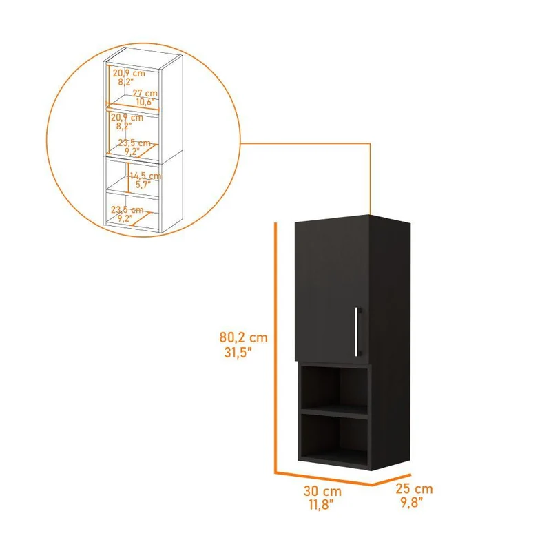Set de 2 Gabinetes de Baño Oporto, Wengue, con Espacio para Guardar Objetos de Aseo Personal