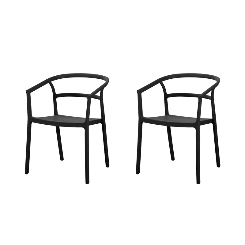 Set de 2 Sillas Porto, Negro, con Espaldar Minimalista y Diseño Moderno