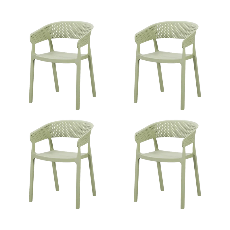 Set de 4 Sillas Manaos, Verde, con Espaldar Minimalista y Diseño Moderno