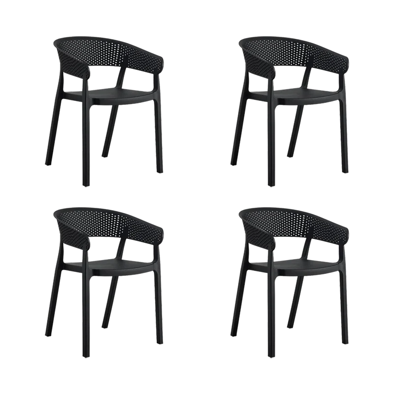 Set de 4 Sillas Manaos, Negro, con Espaldar Minimalista y Diseño Moderno