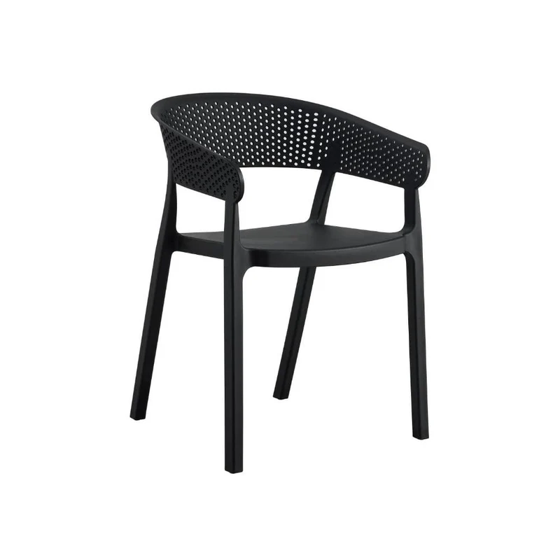 Set de 2 Sillas Manaos, Negro, con Espaldar Minimalista y Diseño Moderno