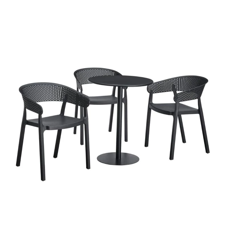 Set de 2 Sillas Manaos, Negro, con Espaldar Minimalista y Diseño Moderno
