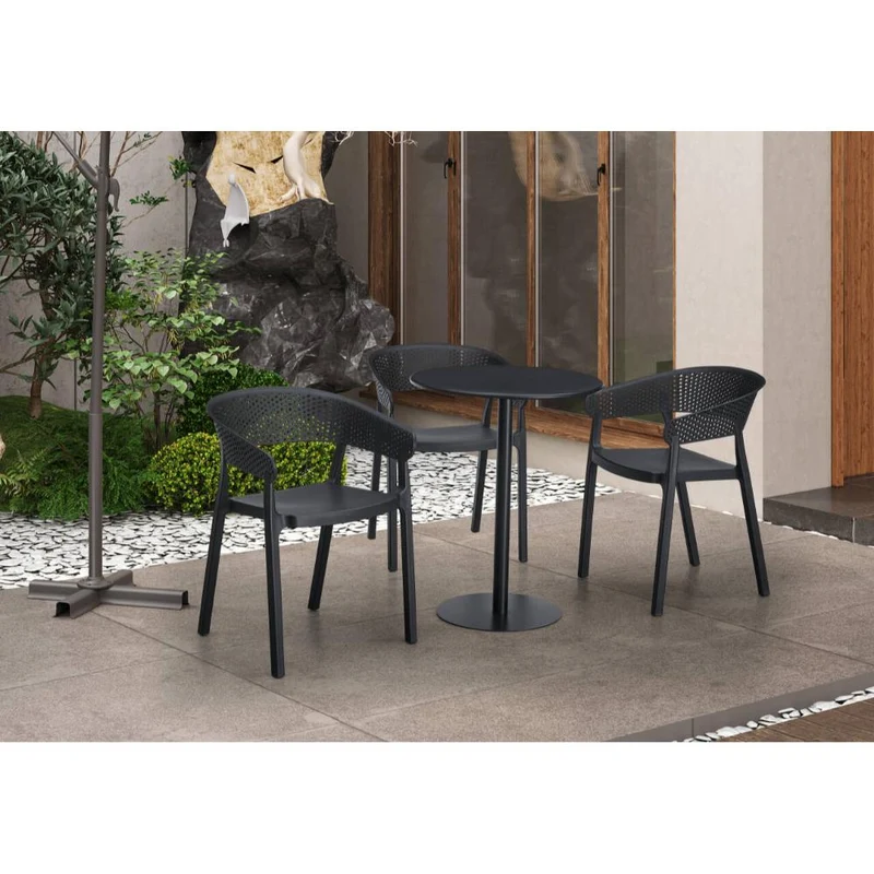 Set de 2 Sillas Manaos, Negro, con Espaldar Minimalista y Diseño Moderno
