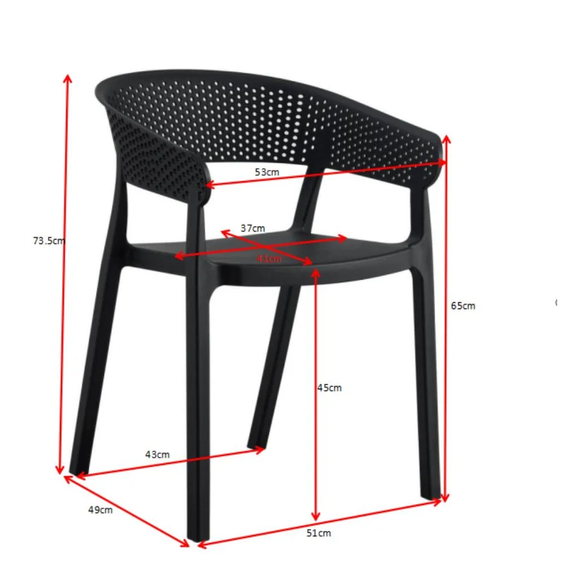Set de 2 Sillas Manaos, Negro, con Espaldar Minimalista y Diseño Moderno