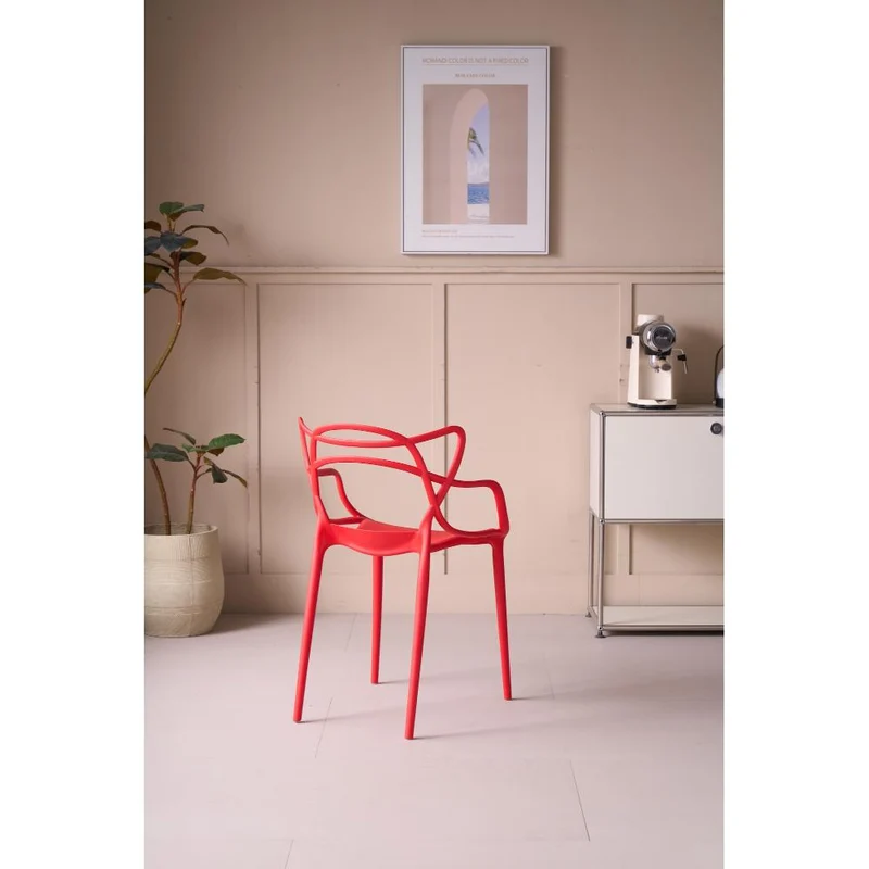 Set de 2 Sillas Palermo, Color Rojo, con Espaldar y Diseño Moderno