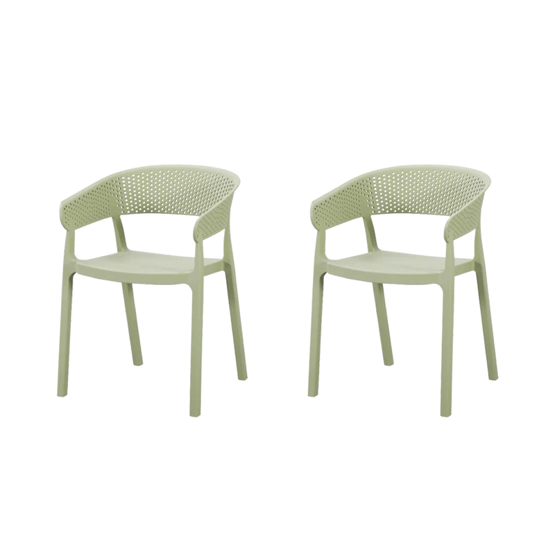 Set de 2 Sillas Manaos, Verde, con Espaldar Minimalista y Diseño Moderno