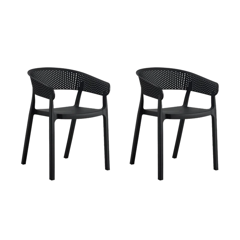 Set de 2 Sillas Manaos, Negro, con Espaldar Minimalista y Diseño Moderno