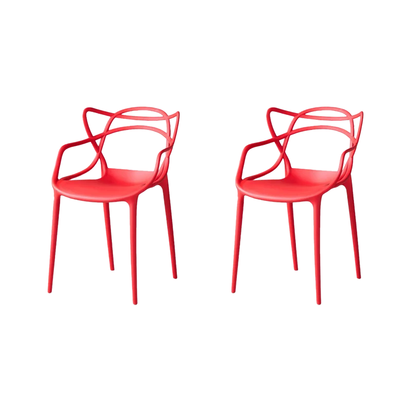 Set de 2 Sillas Palermo, Color Rojo, con Espaldar y Diseño Moderno