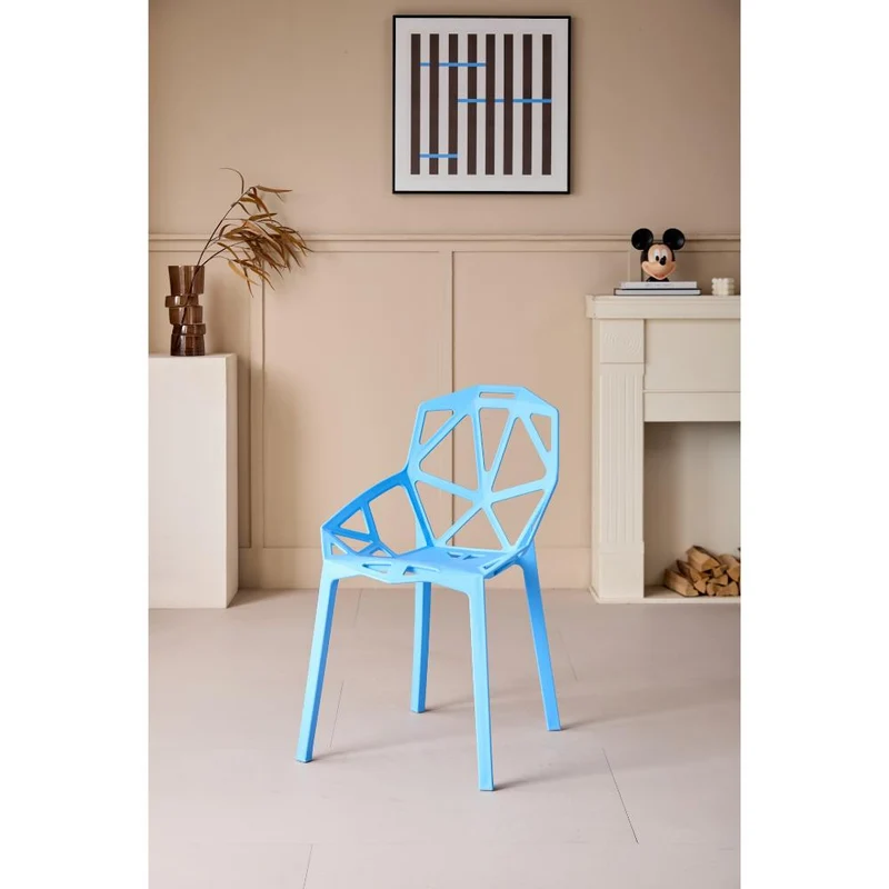 Set de 2 Sillas Roxy, Color Azul, con Espaldar y Diseño Moderno