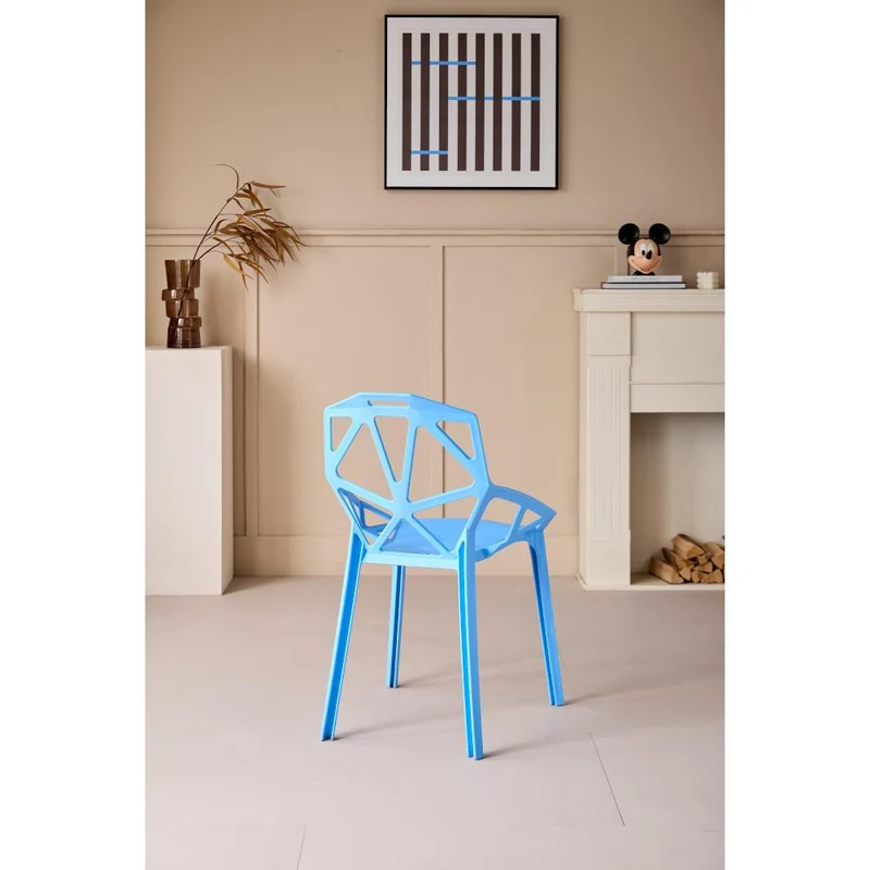 Set de 2 Sillas Roxy, Color Azul, con Espaldar y Diseño Moderno