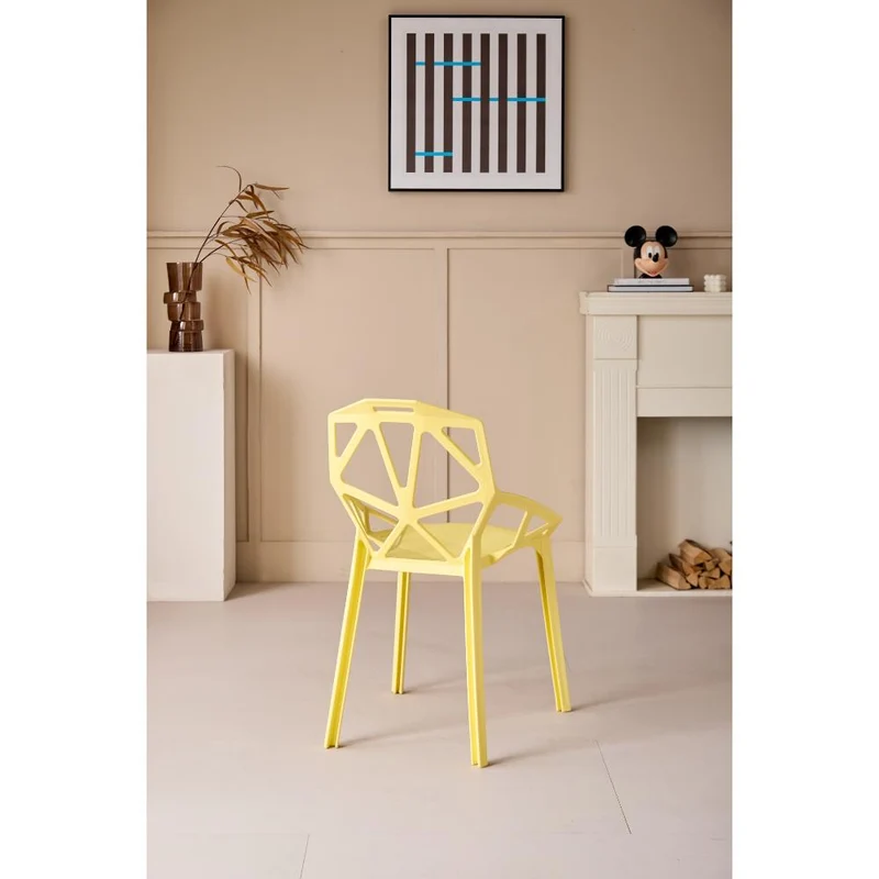 Set de 2 Sillas Roxy, Color Amarillo, con Espaldar y Diseño Moderno