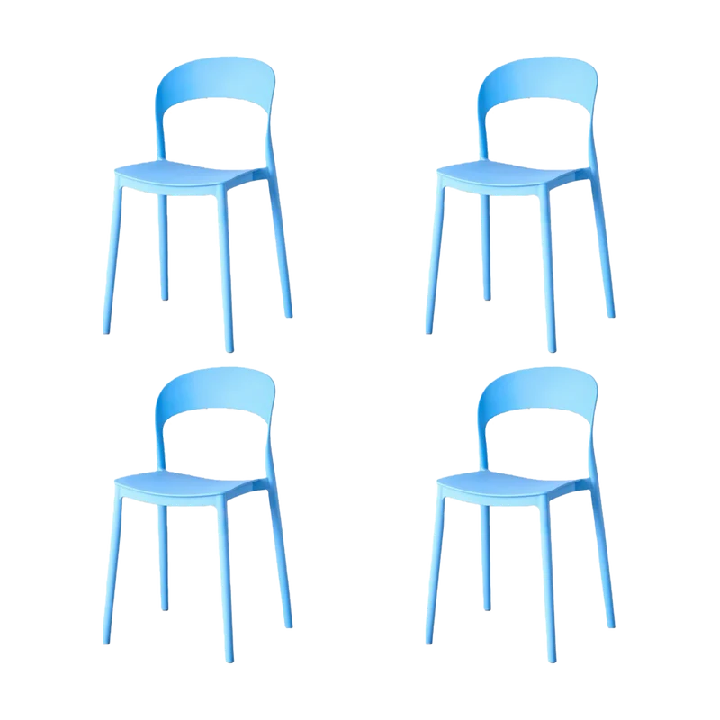 Set de 4 Sillas Patrick, Color Azul, con Espaldar y Diseño Moderno