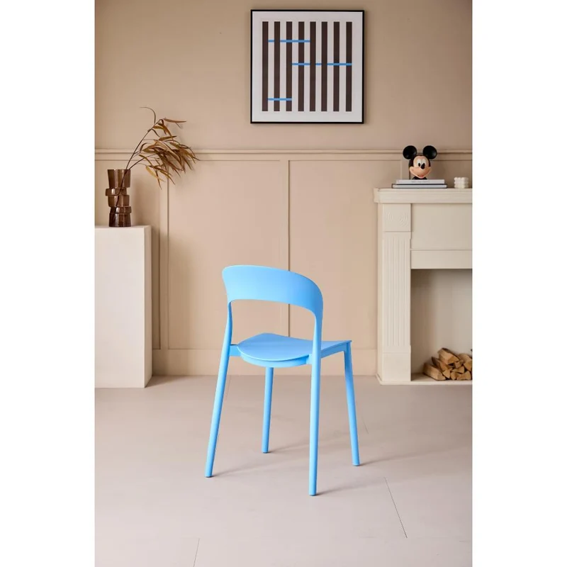 Set de 2 Sillas Patrick, Color Azul, con Espaldar y Diseño Moderno