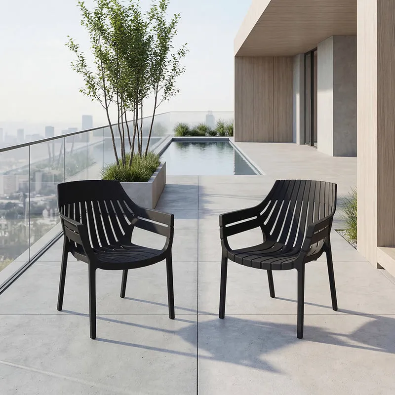 Set de 2 Sillas con Brazos Arena, Negro, con Espaldar y Diseño Moderno