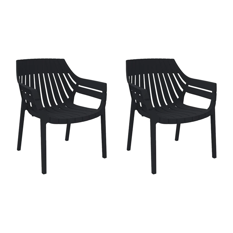 Set de 2 Sillas con Brazos Arena, Negro, con Espaldar y Diseño Moderno