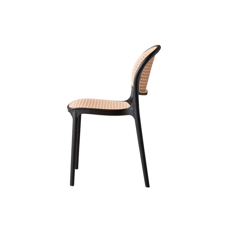 Set de 2 Sillas Nest, Color Negro y Beige, con Espaldar y Asiento en Rejilla