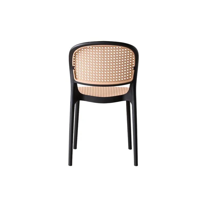Set de 2 Sillas Nest, Color Negro y Beige, con Espaldar y Asiento en Rejilla