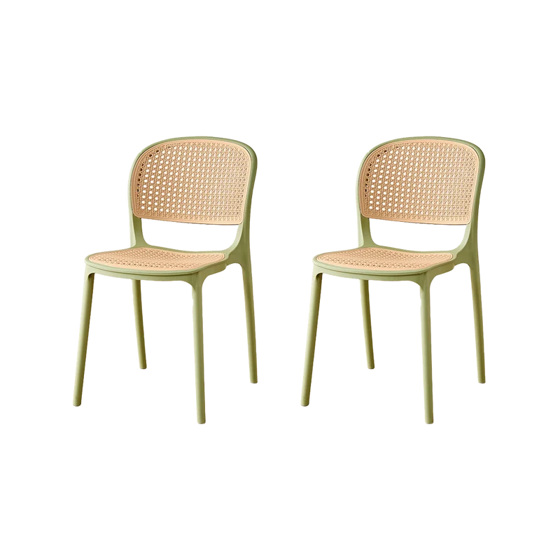 Set de 2 Sillas Nest, Color Verde Olivo y Beige, con Espaldar y Asiento en Rejilla
