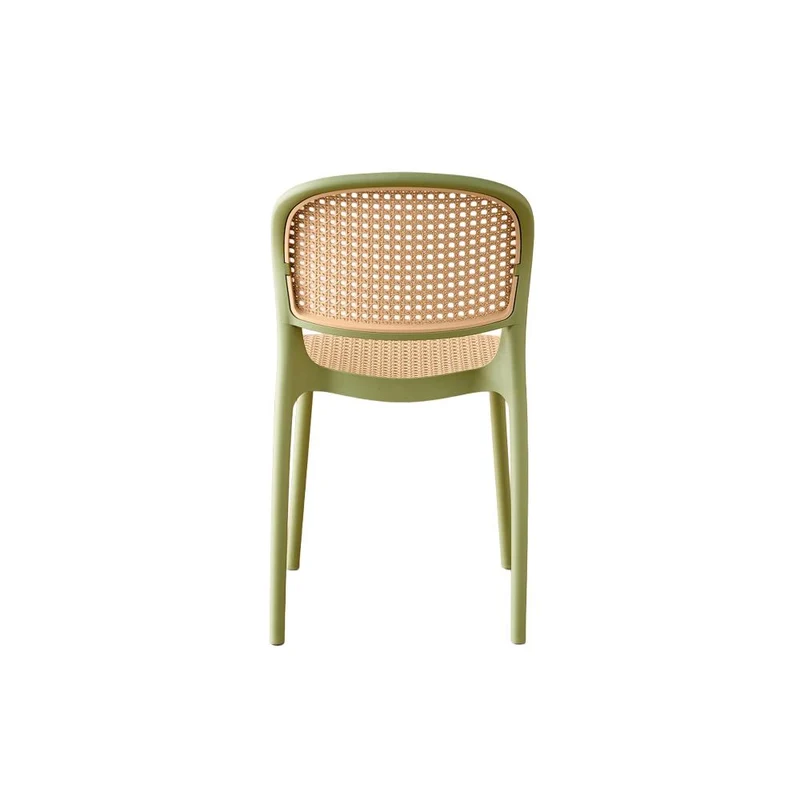 Set de 4 Sillas Nest, Color Verde Olivo y Beige, con Espaldar y Asiento en Rejilla