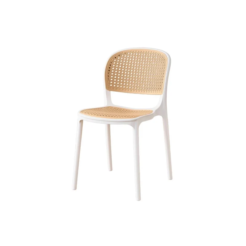 Set de 2 Sillas Nest, Color Blanco y Beige, con Espaldar y Asiento en Rejilla