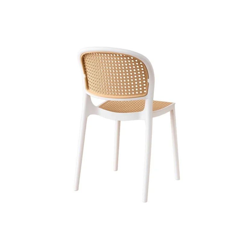 Set de 2 Sillas Nest, Color Blanco y Beige, con Espaldar y Asiento en Rejilla