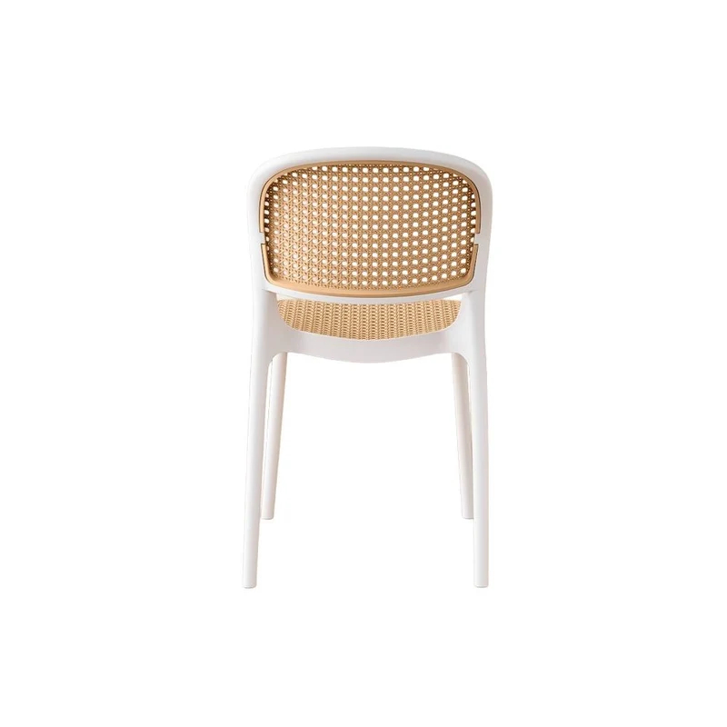 Set de 2 Sillas Nest, Color Blanco y Beige, con Espaldar y Asiento en Rejilla