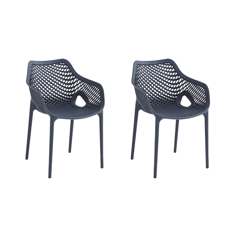 Set de 2 Sillas con Brazos Miame, Gris Oscuro, con Espaldar y Diseño Moderno