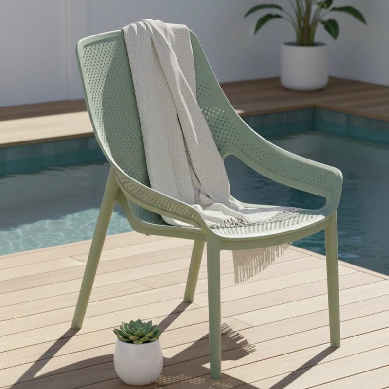 Set de 4 Sillas Lounge Ibiza, Verdematcha, con Espaldar y Reposa Brazos