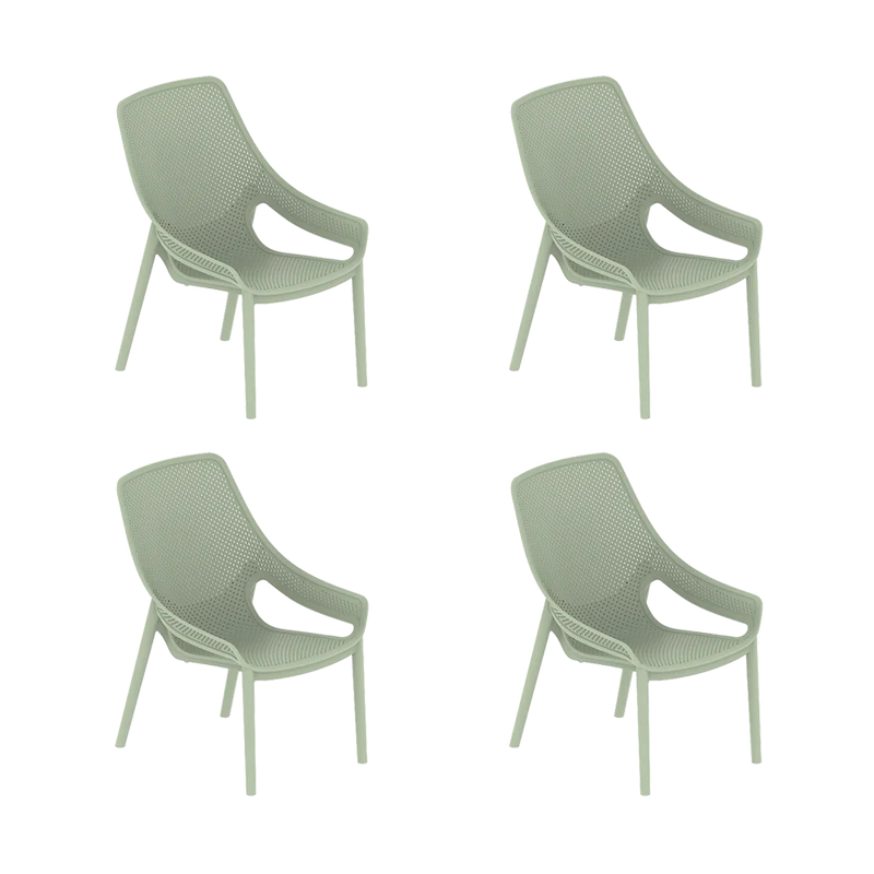 Set de 4 Sillas Lounge Ibiza, Verdematcha, con Espaldar y Reposa Brazos