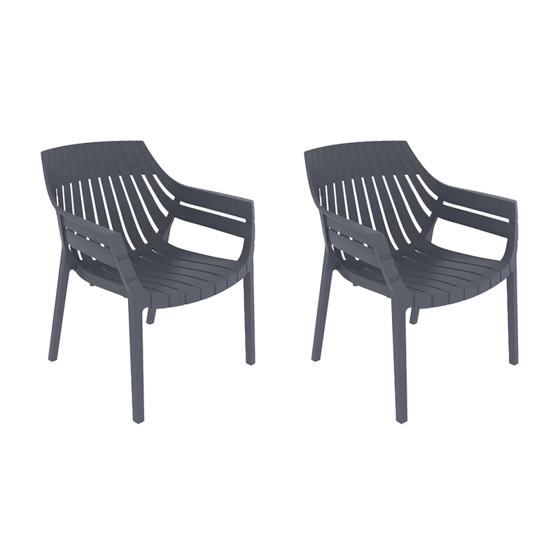 Set de 2 Sillas con Brazos Arena, Gris Oscuro, con Espaldar y Diseño Moderno