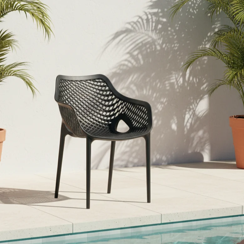 Set de 2 Sillas con Brazos Miame, Negro, con Espaldar y Diseño Moderno