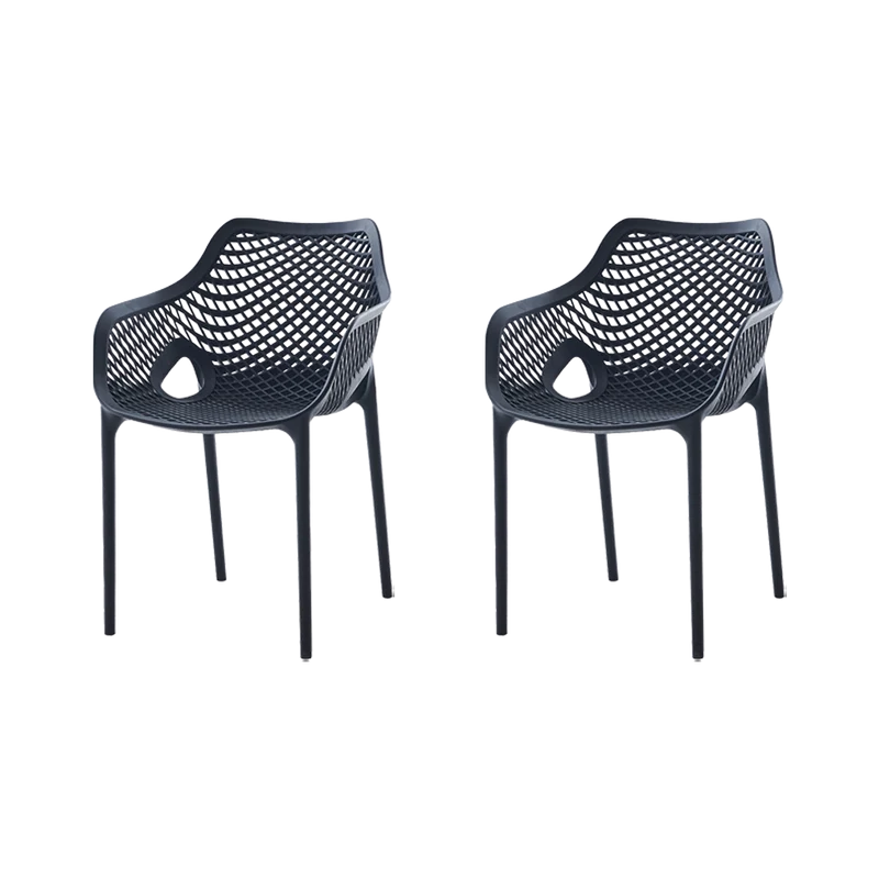 Set de 2 Sillas con Brazos Miame, Negro, con Espaldar y Diseño Moderno