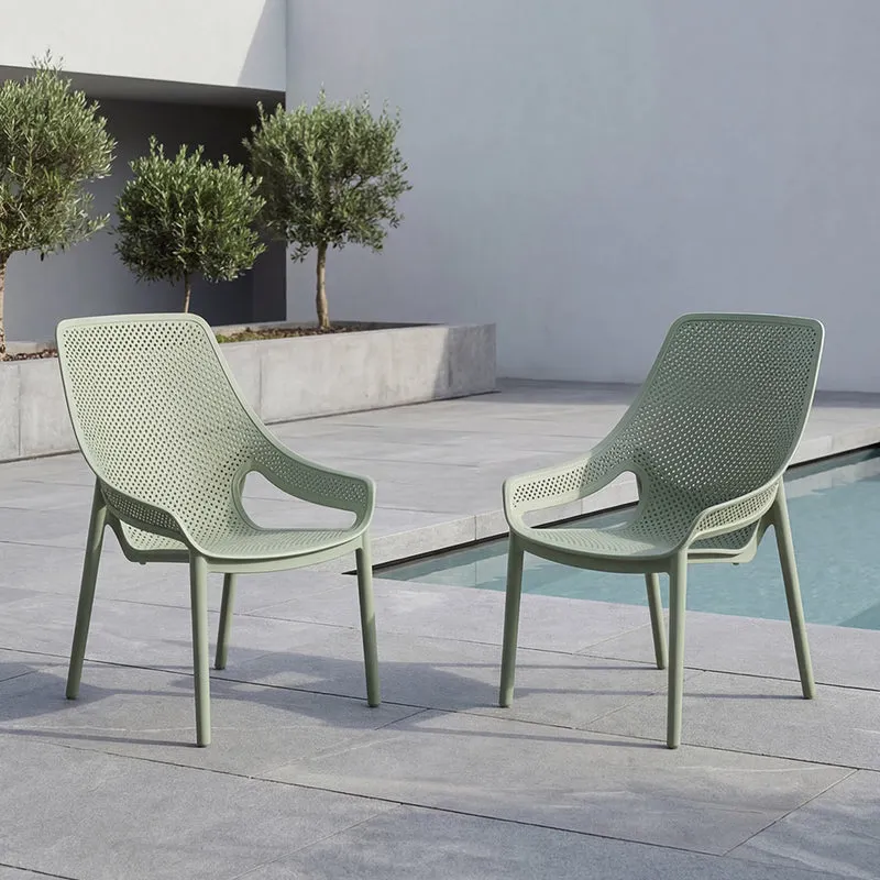 Set de 2 Sillas Lounge Ibiza, Verdematcha, con Espaldar y Reposa Brazos