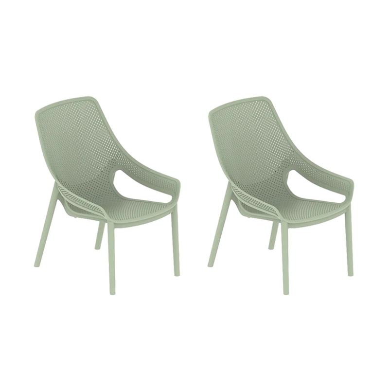 Set de 2 Sillas Lounge Ibiza, Verdematcha, con Espaldar y Reposa Brazos