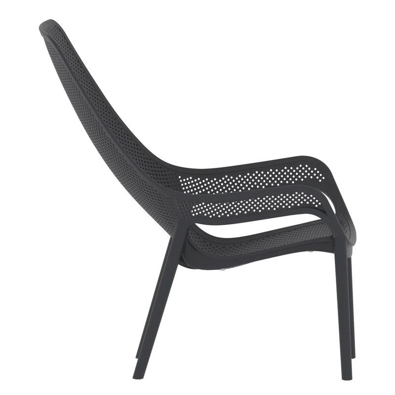 Set de 2 Sillas Lounge Mayorca, Negro, con Espaldar y Reposa Brazos