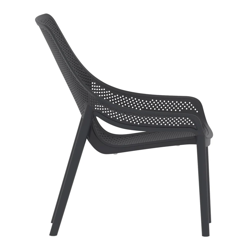 Set de 4 Sillas Lounge Ibiza, Negro, con Espaldar y Reposa Brazos