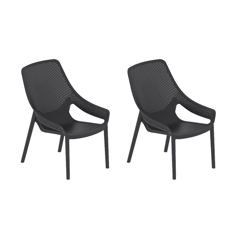 Set de 2 Sillas Lounge Ibiza, Negro, con Espaldar y Reposa Brazos