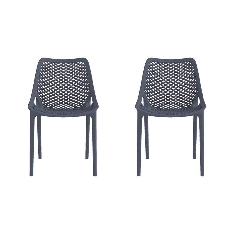 Set de 2 Sillas Miame, Gris Oscuro, con Espaldar y Reposa Brazos