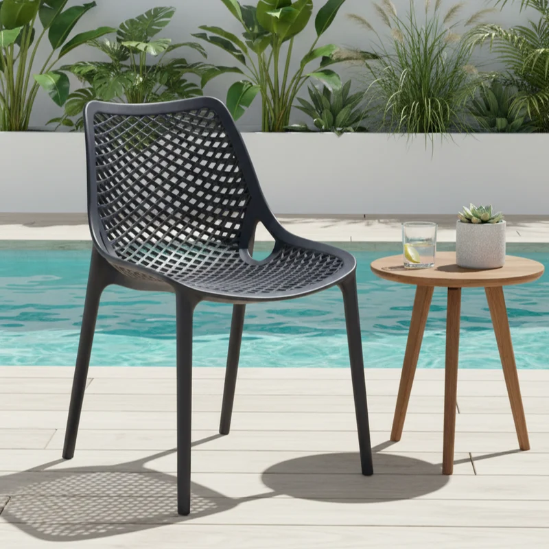Set de 2 Sillas Miame, Negro, con Espaldar y Reposa Brazos