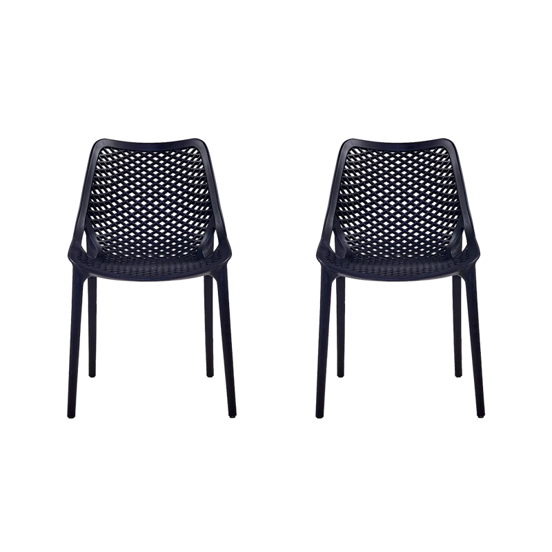Set de 2 Sillas Miame, Negro, con Espaldar y Reposa Brazos
