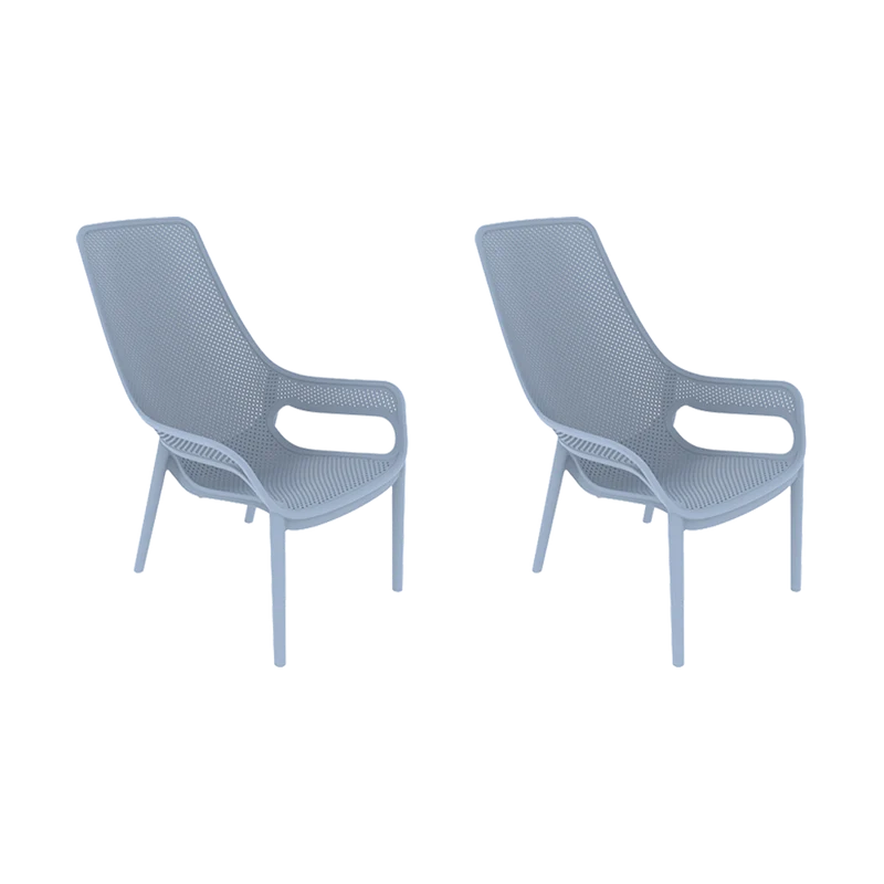 Set de 2 Sillas Lounge Mayorca, Azul Claro, con Espaldar y Reposa Brazos