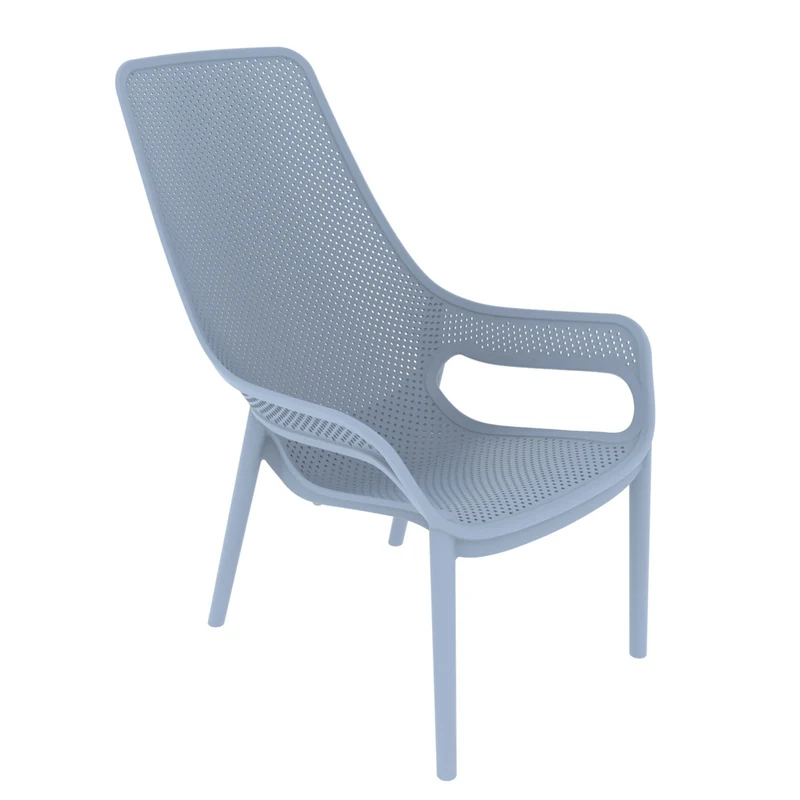 Set de 2 Sillas Lounge Mayorca, Azul Claro, con Espaldar y Reposa Brazos