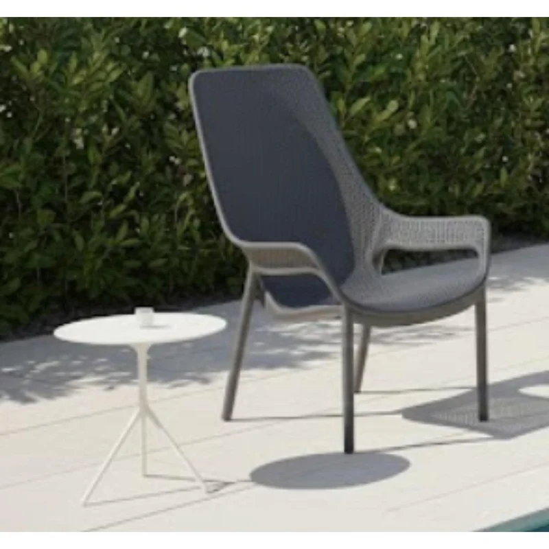 Set de 4 Sillas Lounge Mayorca, Gris Oscuro, con Espaldar y Reposa Brazos