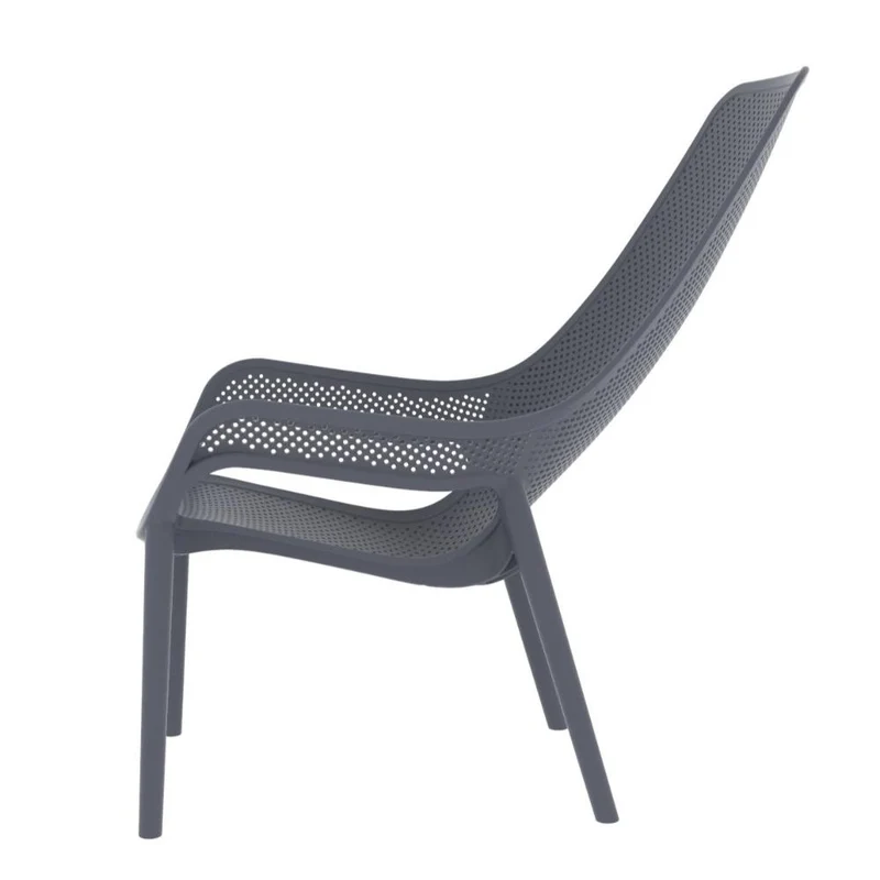 Set de 4 Sillas Lounge Mayorca, Gris Oscuro, con Espaldar y Reposa Brazos