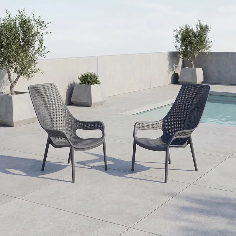 Set de 2 Sillas Lounge Mayorca, Gris Oscuro, con Espaldar y Reposa Brazos