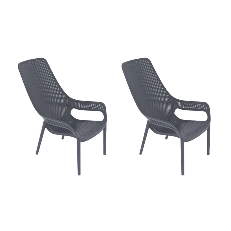Set de 2 Sillas Lounge Mayorca, Gris Oscuro, con Espaldar y Reposa Brazos