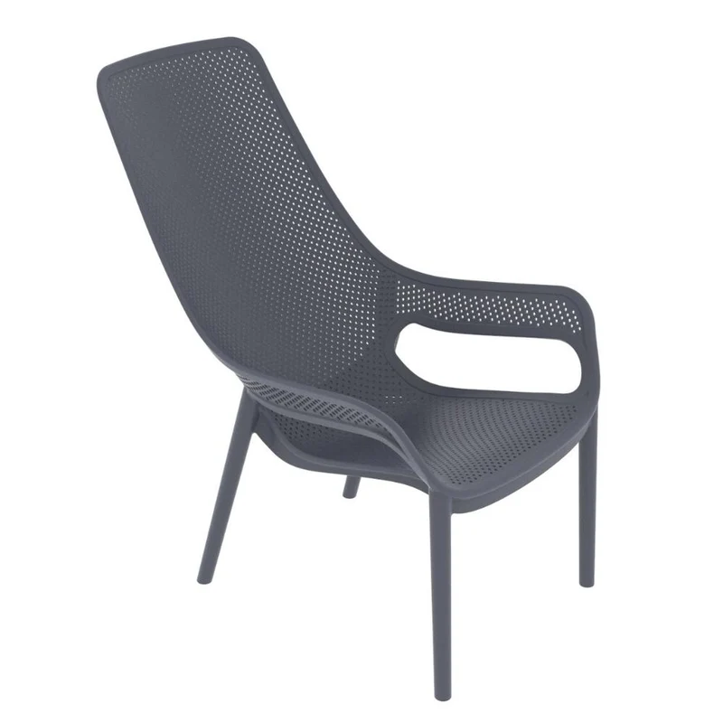 Set de 2 Sillas Lounge Mayorca, Gris Oscuro, con Espaldar y Reposa Brazos