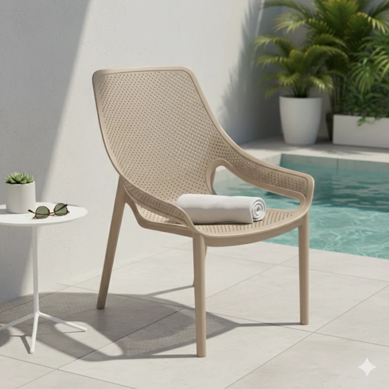 Set de 2 Sillas Lounge Ibiza, Taupe, con Espaldar y Reposa Brazos